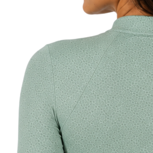 Haut de performance pour femme, vert sauge, à manches longues, col zippé, extensible et respirant, pour l'équitation et l'entraînement équestre - Product Image 5