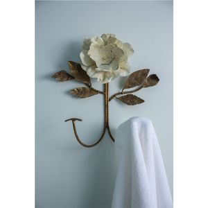 Rustic Enamel Floral Iron Wall Mounted Hook Antique Gold Flower Single Hanger Decorative Metal Peg For <b>Hat</b> Scarf Jewelry <b>Display</b> - Product Image 2