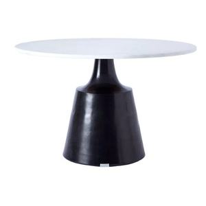 Table basse décorative en bois poli avec plateau en bois et structure en métal blanc pour salon, villas et usage domestique - Product Image 6
