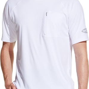 T-shirt Rash Guard unisexe blanc à manches longues avec poche avant, séchage rapide, respirant, Spandex/Polyester 180g, haut de sport - Product Image 4