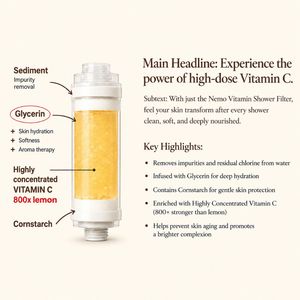 Filtre de douche à la vitamine C de qualité supérieure fabriqué en Corée, filtration à 3 étapes du chlore et des sédiments, installation facile, OEM ODM personnalisé - Product Image 5
