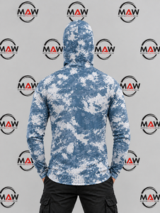 Sudadera con Capucha de Pesca para Hombre MAW, Color Gris Camuflaje, Protección Solar UPF 50, Camisa de Manga Larga Anti-UV con Cubre Rostro - Product Image 4