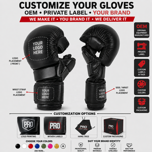 Gants de combat MMA personnalisés en cuir PU brillant, respirants et durables, pour l'entraînement, vente en gros OEM - Product Image 4
