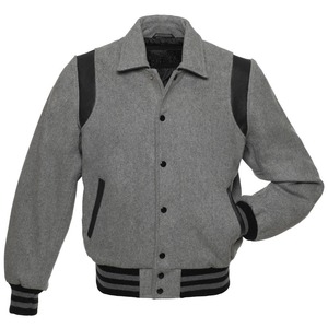 Chaqueta Varsity Retro de Lana para Hombre con Mangas Completamente Negras, Logotipo Personalizado Bordado, Capucha y Cuello Alto, Chaqueta Delgada de Invierno - Product Image 2