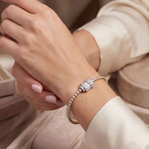 GLEAMORA ENTERPRISE โรสโกลด์ 14K กำไลข้อมือเพชรทรงกลมเจียระไนแบบคลาสสิคสำหรับผู้หญิง GJ10252 - Product Image 3