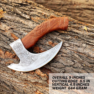Cuchillo para Pizza Vikingo Industrial Forjado a Mano - Hoja de Acero al Carbono, Mango de Madera de Fresno, Funda de Cuero, Personalizado OEM/ODM, Venta al por Mayor - Product Image 2