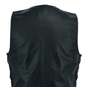 Men's PU <b>Leather</b> <b>Vests</b> Moto Biker Style V-Neck Single Breasted With Side Laces Autumn Outerwear - Product Image 3