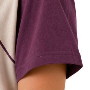 T-shirt raglan violet prune pour femme, col rond, manches courtes, en polyester et coton, décontracté, été, personnalisable avec logo, vêtements OEM ODM - Product Image 5