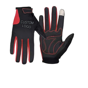 Gants de sport en PU noir et rouge, compatibles avec les écrans tactiles, fermeture auto-agrippante, unisexes - Product Image 1
