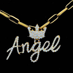 Nombre personalizado Hip-Hop noche brillo rojo esmalte personalizado fianza 925 Plata VVS Moissanite Diamante tachonado carta personalizada colgante - Product Image 4