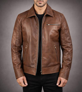 Chaqueta de Cuero para Hombre, Estilo Moderno, Personalizable, Precio al por Mayor, Manga Larga, Impermeable y Transpirable, Superventas - Product Image 1