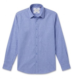 Enovate Men's Double Breasted Solid Color Long Sleeve Casual Shirt Turn-<b>down</b> Collar Breathable Woven Poplin Cotton Back Summer - Product Image 1