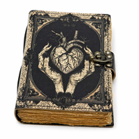 NEW ERA Carnet en cuir Cœur anatomique, reliure cousue, Grimoire gothique, carnet de croquis, papier à bords festonnés, couverture rigide, 100 feuilles, cadeau