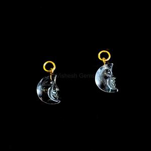 Pendentif demi-lune en quartz cristal naturel sculpté, plaqué or, argent sterling 925, breloque pour fabrication de bijoux DIY - Product Image 6