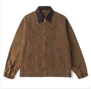 Vestes en toile marron pour hommes avec fermeture éclair, respirantes, écologiques, personnalisables par le fabricant, style vintage, pour mécaniciens et chauffeurs de camion - Product Image 4