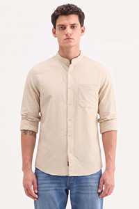 Camisa Enovate para Hombre, Casual, Texturizada, Cuello Mao, 100% Algodón, Transpirable, Verano, Diseño ODM - Product Image 3