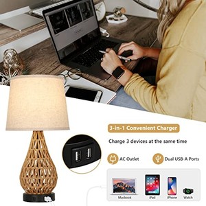 Base de lampe de table en rotin tissé artisanal |   Design Art déco |   Vente en gros - Product Image 5