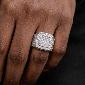 Luxury Moissanite Square <b>Signet</b> <b>Ring</b> 925 <b>Silver</b> Iced Out Pave Statement <b>Ring</b> Hip Hop Fine Jewelry Gift For <b>Men</b> - Product Image 3