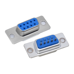 Mâle/Femelle Bleu Droit DB9 D-Sub PCB Mount RS232 Serial Port Connector Socket avec Vis Ecrous pour Composants Électroniques - Product Image 2