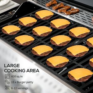 "40000 BTU Propane Gas Grill with 4+1 Burners <b>Warming</b> Rack Shelves <b>Bottle</b> Opener & Thermometer-Trolley for Backyards" - Product Image 4