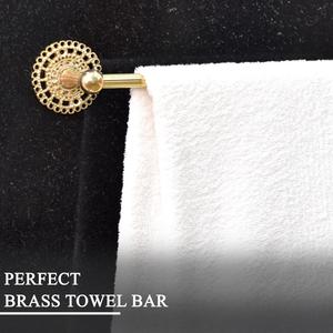Nouveau design de porte-serviettes de base florale en laiton doré accessoires de quincaillerie de salle de bain tige de serviette dorée BWH-29 de gros - Product Image 4