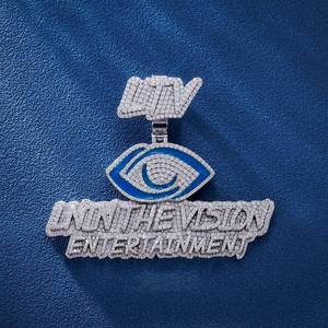 Pendentif Lettre Initiale Personnalisé en Argent 925 Plaqué Rhodium avec Moissanite D VVS Effet Diamant Glacé pour Femme et Homme, Style Hip Hop - Product Image 1