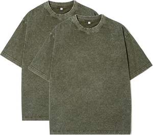 T-shirt vintage à manches courtes en coton 100% délavé à l'acide, poids lourd - Product Image 3