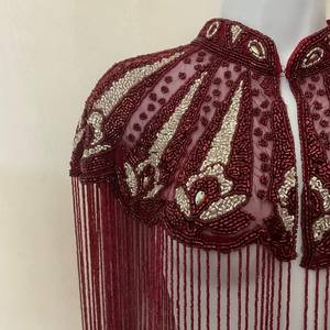 2024 New Luxurious Shiny Long Fringe Hand Beaded <b>Sequins</b> Gold Plus Size Autumn Prom <b>Party</b> Women Evening <b>Top</b> Poncho Embroidery - Product Image 3