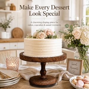 Wooden <b>Cake</b> <b>Stand</b> 6 inch Rustic Rotating Wood Cupcake <b>Stand</b> with 360 Turntable Pedestal Base Farmhouse Dessert Display - Product Image 5