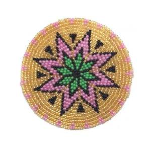 Fancy Cotton Beaded Embroidery Motif Handmade Seed Beads Fashion Applique <b>Patch</b> - Product Image 6