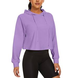 Sudadera corta con capucha para mujer, estilo moderno, con logo personalizado, lisa, fácil de usar, popular. - Product Image 1