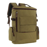 Tas Ransel Kanvas Panel Mewah Vintage Berkualitas Tinggi Custom Best Seller Grosir, Penutup Ritsleting PVC, Kapasitas Laptop Besar
