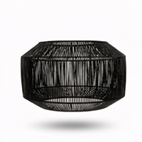 Lanterne suspendue de Noël en rotin naturel fait main, élégante, style bohème côtier, écologique, noir, lustre de plafond