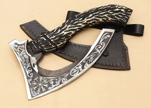 Couteau à pizza, hache à pizza, cadeau pour elle, couteau à pizza artisanal, cadeau pour elle avec étui en cuir - Product Image 5