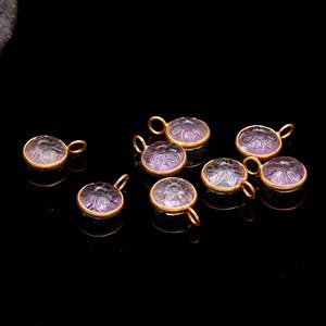 Colgante de flor de amatista rosa natural tallada a mano, piedra preciosa de plata de ley 925, amuleto de amatista rosa para la fabricación de joyas. - Product Image 2