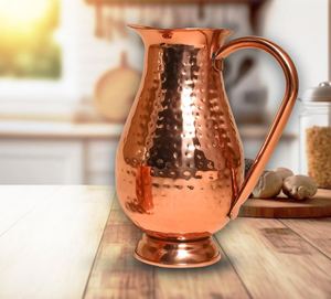 Ensemble de carafes en cuivre pour rafraîchir les boissons estivales, ensemble métallique avec verres, durable, réutilisable, pour la cuisine et la salle à manger. - Product Image 1