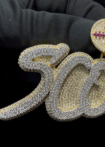 จี้เพชรโมอิสซาไนต์หรูหรา 500PE สร้อยคอแบบ Iced Out สไตล์ฮิปฮอป พร้อมจี้ชื่อ  ทอง/เงิน  เครื่องประดับแฟชั่น ของขวัญ ชุดเครื่องประดับ - Product Image 4