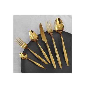 Gold Cutlery Set Mirror Polished Brass Metal <b>flatware</b> set Modern Cutlery Set - Product Image 2
