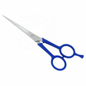 Ciseaux de barbier en gros, couleur bleu uni, manche en plastique, ciseaux à cheveux en acier inoxydable, outil professionnel de salon - Product Image 1