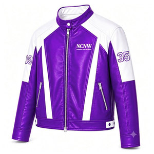 NCNW Sorority PU Leather Varsity <b>Jacket</b> Purple & White Letter Print Full Sleeve Zipper Casual Style Women's <b>Racing</b> <b>Jacket</b> - Product Image 3