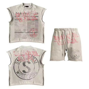 เสื้อยืดแขนกุดทรงบ็อกซี่ผ้าคอตตอนหนานุ่มคุณภาพสูงสำหรับผู้ชาย ดีไซน์สตรีทแวร์แบบวินเทจ พิมพ์ลายกราฟิกตามสั่ง - Product Image 5