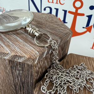 Vintage Silver Metal <b>Magnifying</b> <b>Glass</b> with Decorative Chain Long Handle Handheld Reading <b>Magnifier</b> Antique Style Optical Lens - Product Image 1