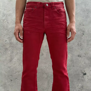 Jean Salati sur mesure pour homme, coupe droite, taille mi-haute, style urbain, en denim délavé vintage - Product Image 1