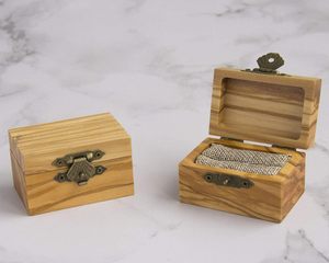 Caja de Anillo de Compromiso de Madera Rústica, Caja de Anillo de Madera de Olivo Sólida para Propuesta de Matrimonio, Almacenamiento de Anillos de Boda - Product Image 4
