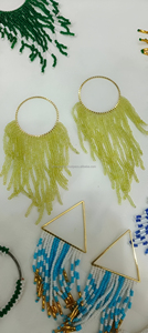 Pendientes de cuentas de semillas bordados a mano, dulces y frescos, unisex, joyería multicolor clásica para fiestas - Product Image 2