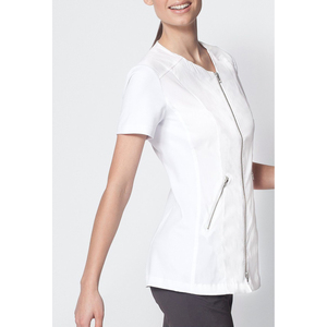 Túnica de salón con cremallera frontal y bolsillos con cremallera, uniforme de belleza, peluquería, masajista, spa, uniforme médico. - Product Image 6