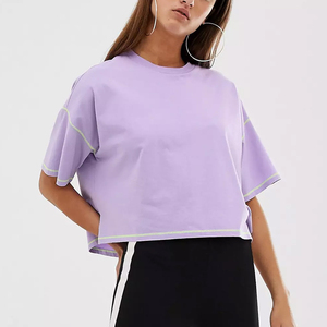 Camisetas cortas personalizadas, camisetas cortas básicas sexys para mujer, camisetas cortas de manga larga con servicio personalizado OEM ODM, camisetas cortas para mujer - Product Image 3