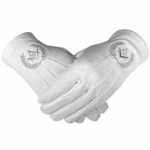 Guantes de Algodón Blanco con Emblema Masónico, Largos hasta la Muñeca, Impresión por Transferencia de Calor, Ecológicos, Estilo Sencillo, Servicios Empresariales - Product Image 1