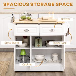 Carrello da Cucina Moderno in Rovere/Legno Effetto Marmo/MDF Bianco con Ruote, Cassetti e Design Ecologico - Product Image 4