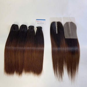 ผมต่อแบบตรงกระดูกของ Sdd ผมตรงเป็นมัดและลูกไม้ที่ปิดผมต่อสี - Product Image 5